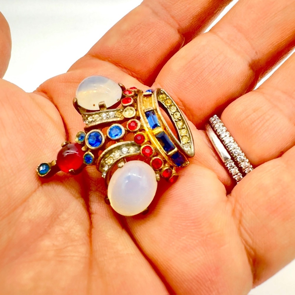 Vintage Trifari Jelly Belly Crown Pin Brooch Sterling Silver Alfred Filippe - Picture 15 of 16